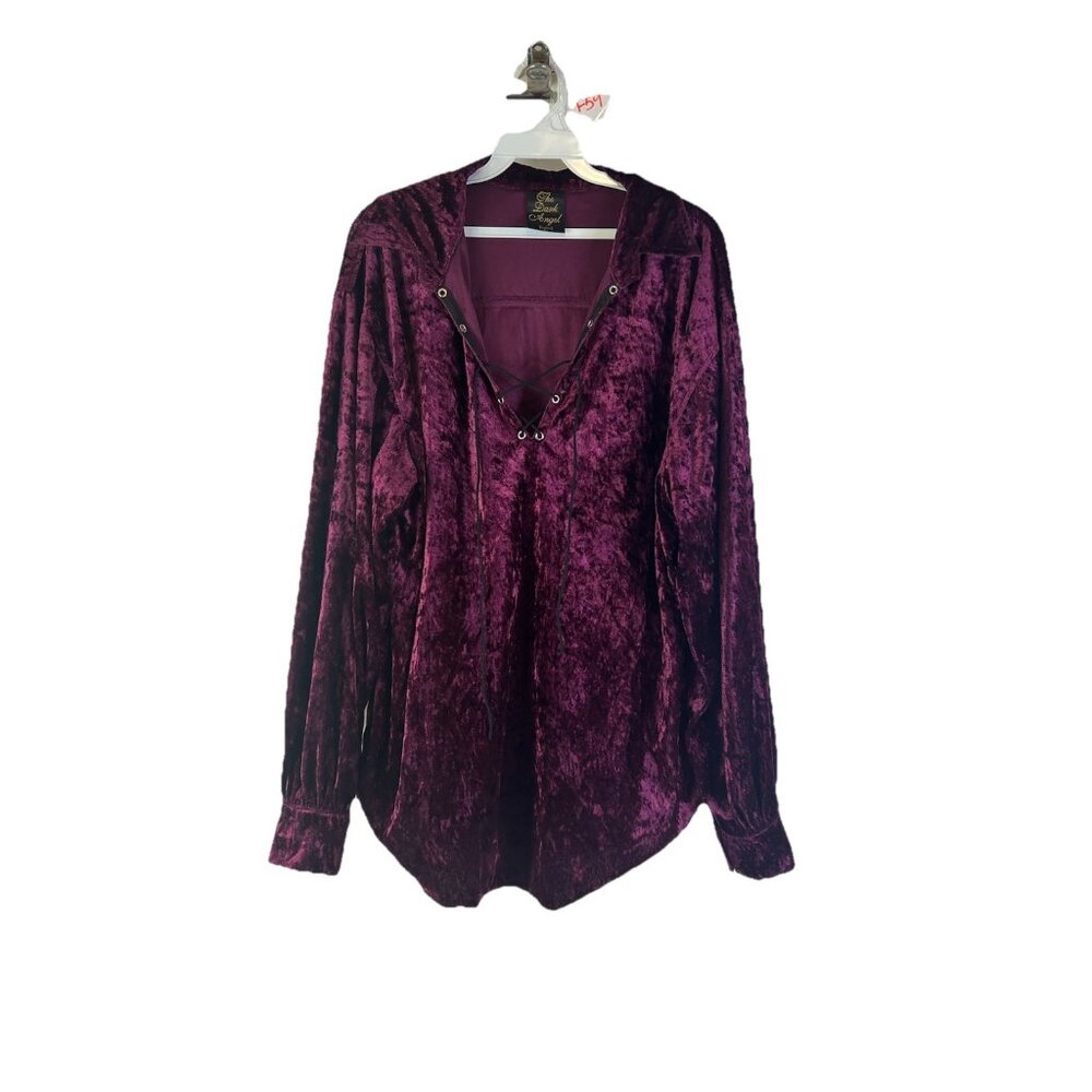 The Dark Angel England Small Crushed Velour Velvet Lace Up Shirt Renaissance Sma